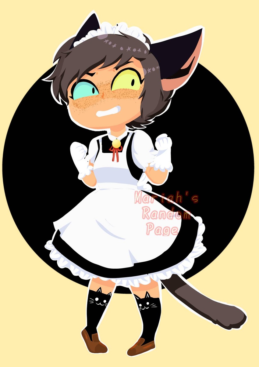 1girls 2020s 2022 angry apron artist_name bell bell_choker black_dress black_skirt blue_eyes brown_hair brown_shoes brown_tail cat_ears cat_stockings cat_tail catgirl catra choker dress female female_focus female_only fists_clenched freckles gloves gritted_teeth heterochromia lace looking_to_the_side maid maid_apron maid_dress maid_headdress maid_outfit maid_uniform mariahs_random_art she-ra_and_the_princesses_of_power shoes short_hair skirt solo solo_female stockings straight_hair tail watermark white_apron white_gloves yellow_eyes