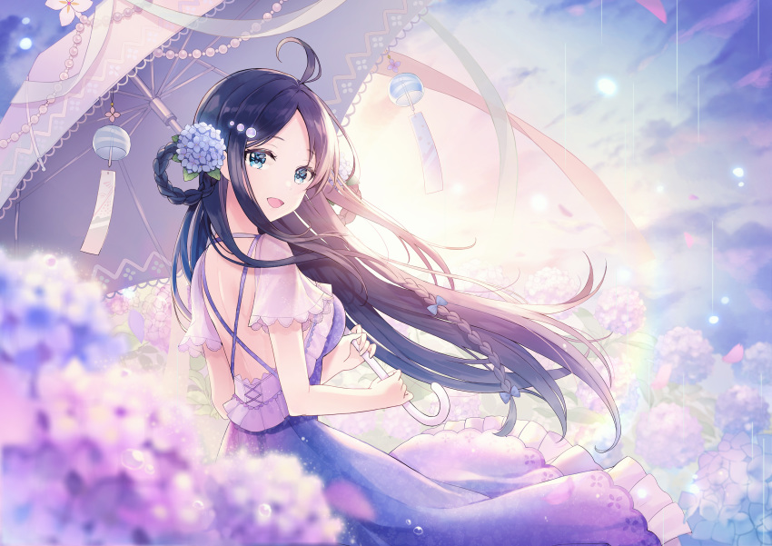 dress flowers houchi_shoujo long_hair tagme_(character) umbrella yuna_(deadawon)