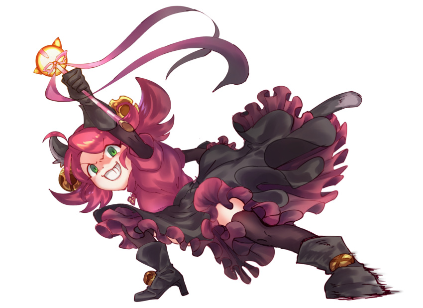 animal_ears bells boots cat_ears female gloves green_eyes high_heel_boots high_heels mad_mew_mew magical_girl oerba_yun_fang pink_hair staff undertale