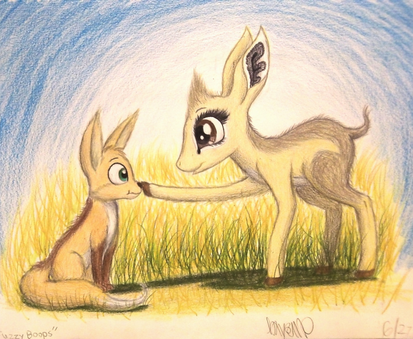 2016 ambiguous_gender antelope black_nose blue_eyes boop bovid brown_body brown_eyes brown_fur brown_hooves canid canine cheek_tuft colored_pencil_(artwork) confusion countershade_torso countershading curious dik-dik dipstick_tail duo eye_contact eyelashes facial_tuft fan_character female fennec_fox feral fox frown full-length_portrait fur fur_tuft grass grey_body grey_fur grey_tail hand_on_head happy hasbro head_tuft hooves humor kekere_iwariiri kirk's_dik-dik larger_female leg_markings light lighting long_eyelashes looking_at_another mammal markings multicolored_body multicolored_fur multicolored_tail my_little_pony nose_boop plant portrait quadruped shadow short_tail side_view sitting size_difference sky smaller_ambiguous smile snout socks_(marking) standing stare tail tail_markings tan_body tan_fur tan_tail thefriendlyelephant toony traditional_media_(artwork) true_antelope true_fox tuft two_tone_tail white_body white_countershading white_fur white_tail young young_feral