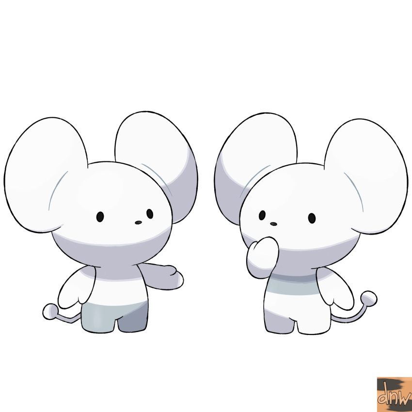 1:1 2022 anthro based_on_leaked_content biped black_eyes black_nose chibi dot_eyes duo generation_9_pokemon grey_body hi_res mammal nintendo pokemon pokemon_(species) reallydarkandwindie rodent simple_background tandemaus white_body