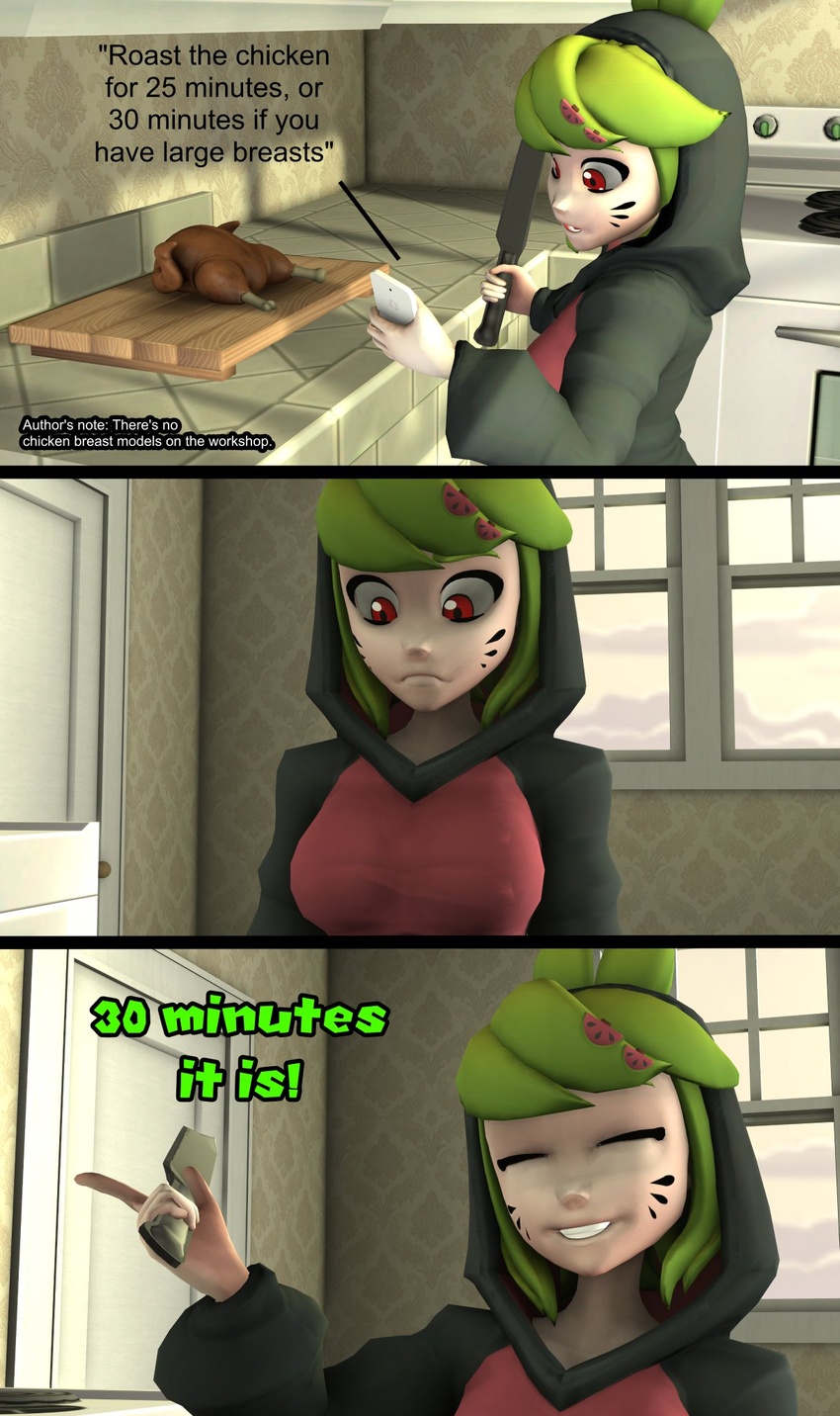 big_breasts caption clothed cooking melony_(smg4) meme misunderstanding smg4 speaking text