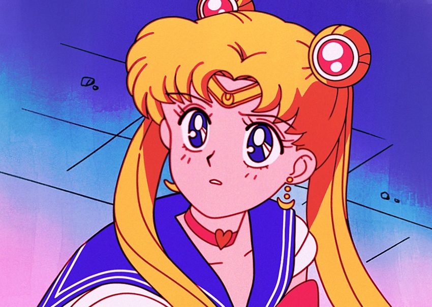 1990s_(style) bishoujo_senshi_sailor_moon bishoujo_senshi_sailor_moon_s blonde_hair blue_eyes blue_sailor_collar bow bowtie choker circlet claire_belton collarbone commentary crescent crescent_earrings derivative_work earrings english_commentary female from_side hair_ornament hair_over_shoulder heart heart_choker jewelry long_hair magical_girl meme parted_bangs parted_lips red_bow red_bowtie red_choker retro_artstyle sailor_collar sailor_moon sailor_moon_redraw_challenge_(meme) sailor_senshi_uniform school_uniform screenshot_redraw serafuku solo sweatdrop tadano_kazuko_(style) tsukino_usagi twintails upper_body