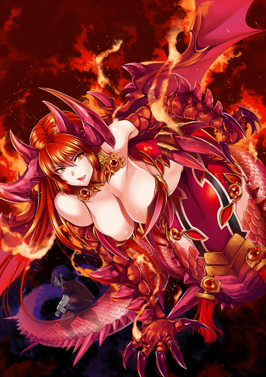 cleavage gen_(genetrix) horns monster_girl wings