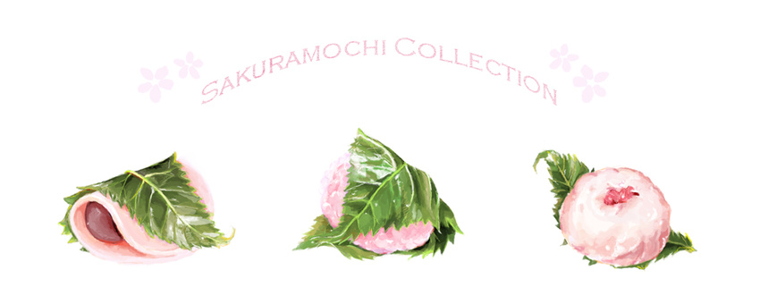 commentary_request english_text food food_focus leaf no_humans sachiko_(stellarsi) sakura_mochi wagashi