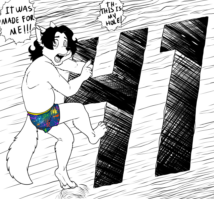 2023 absurd_res anthro birthday black_and_white canid canine canis clothed clothing english_text hi_res inked junji_ito male mammal model_sheet monochrome parody solo text the_enigma_of_amigara_fault underwear wolf zooshi zooshi_(character)