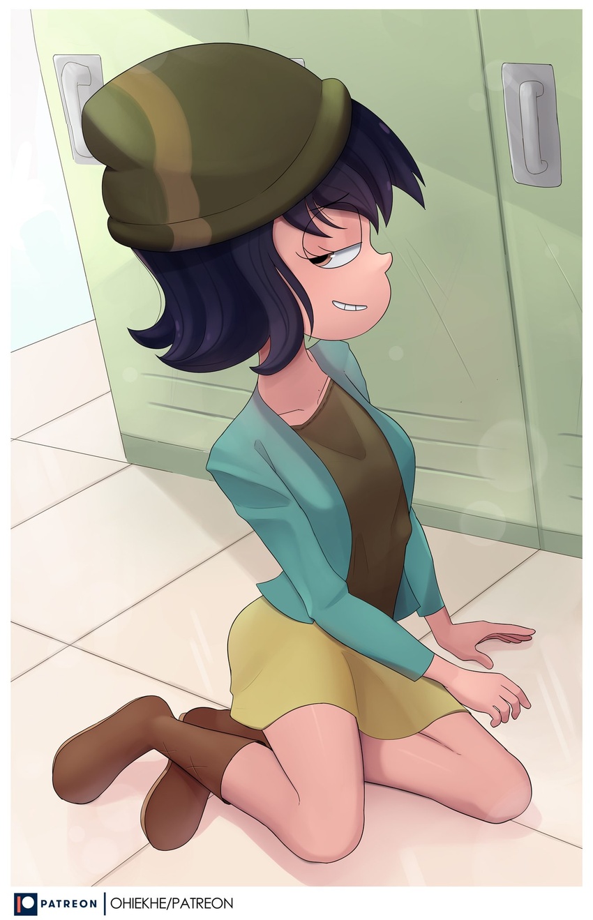 1girls 2020 alternate_version_available boots disney disney_channel disney_xd female_focus full_body fully_clothed indoors jacket janna_ordonia locker_room looking_at_viewer ohiekhe patreon pinup shading shirt signature skirt smiling smiling_at_viewer solo solo_female solo_focus star_vs_the_forces_of_evil straight_hair white_background