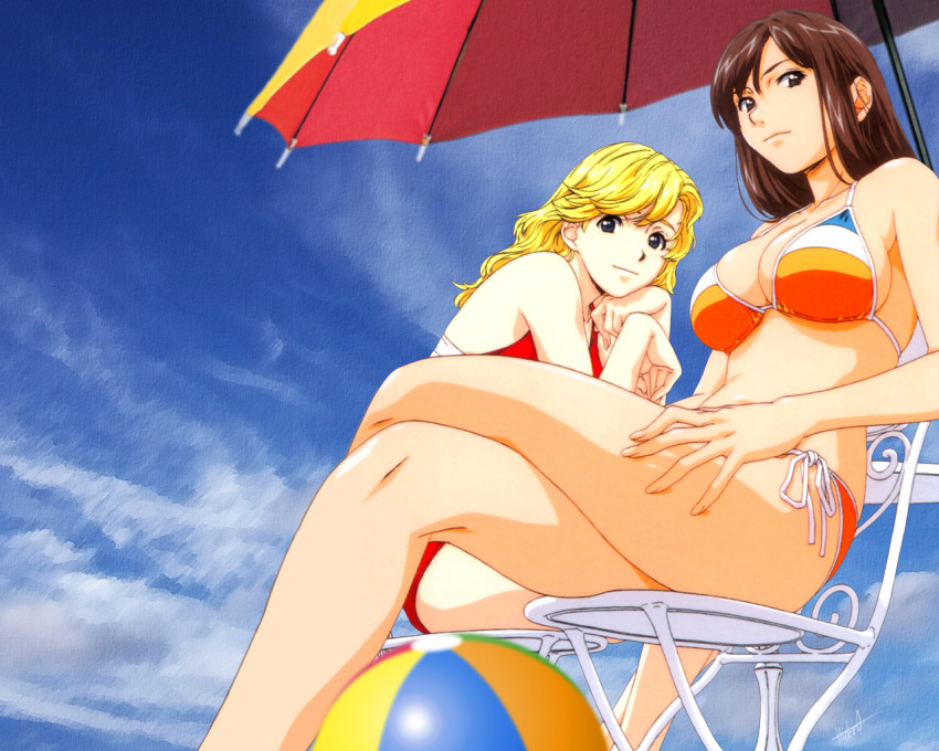 2girls bikini horibe_hiderou swimsuit tagme