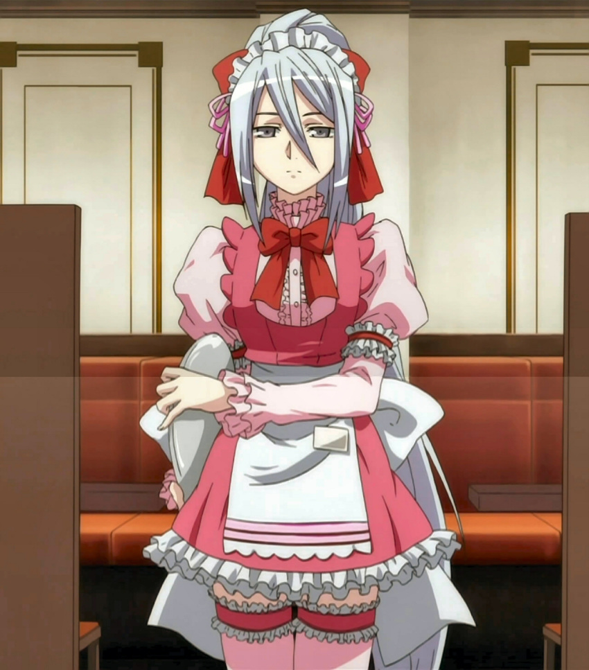 chrome_shelled_regios felli_loss silver_hair tagme tsundere waitress