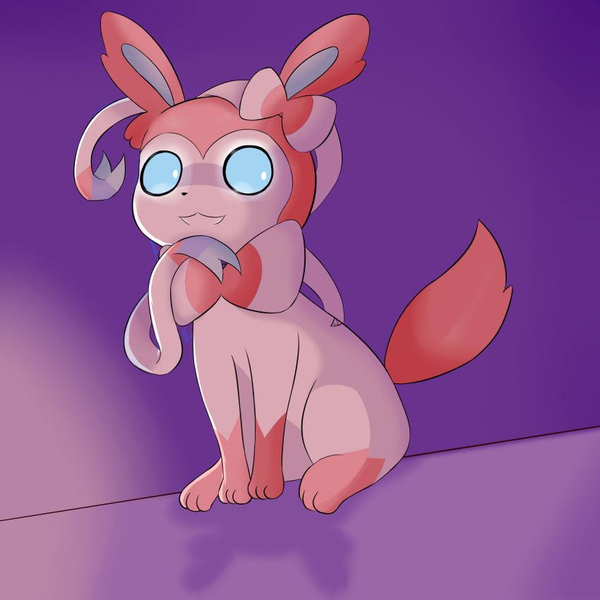 1:1 absurd_res ambiguous_gender anthro blue_inner_ear blue_sclera eeveelution feral fur generation_6_pokemon hair hi_res looking_at_another nameigo nintendo pink_ears pink_hair pokemon pokemon_(species) solo sylveon white_eyes