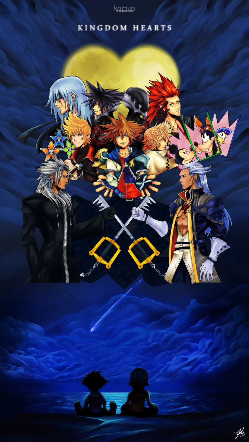 absurdres axel black_hair blonde_hair brown_hair dark_skin donald_duck facial_mark goofy gray_hair grey_hair highres kingdom_hearts kingdom_hearts_2 kingdom_hearts_358/2 kingdom_hearts_358/2_days kingdom_hearts_birth_by_sleep kingdom_hearts_ii long_hair male male_focus mickey_mouse red_hair riku roxas short_hair sora sora_(kingdom_hearts) spiked_hair spiky_hair vanitas ventus white_hair xehanort xemnas