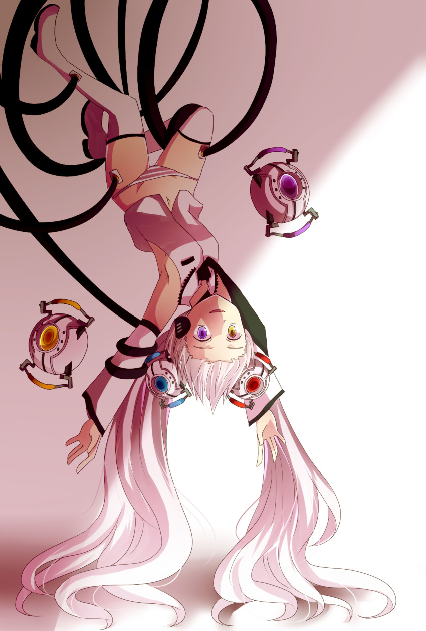 anger_core bad_id bad_pixiv_id cake_core curiosity_core female glados hatsune_miku highres kuroi_paseri morality_core panties personality_core personification portal_(series) portal_1 solo thighhighs twintails underwear upside-down vocaloid