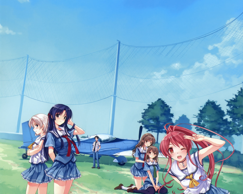 abhar cropped deep_blue_sky_&_pure_white_wings hanami_mariya koga_sayoko misaki_kurehito miyamae_tomoka nakano_hinata pantyhose scan seifuku tsuyazaki_kokage