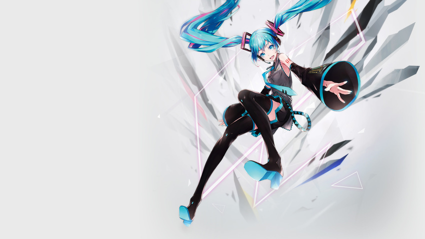 aqua_eyes aqua_hair hatsune_miku thighhighs twintails vocaloid yucca-612