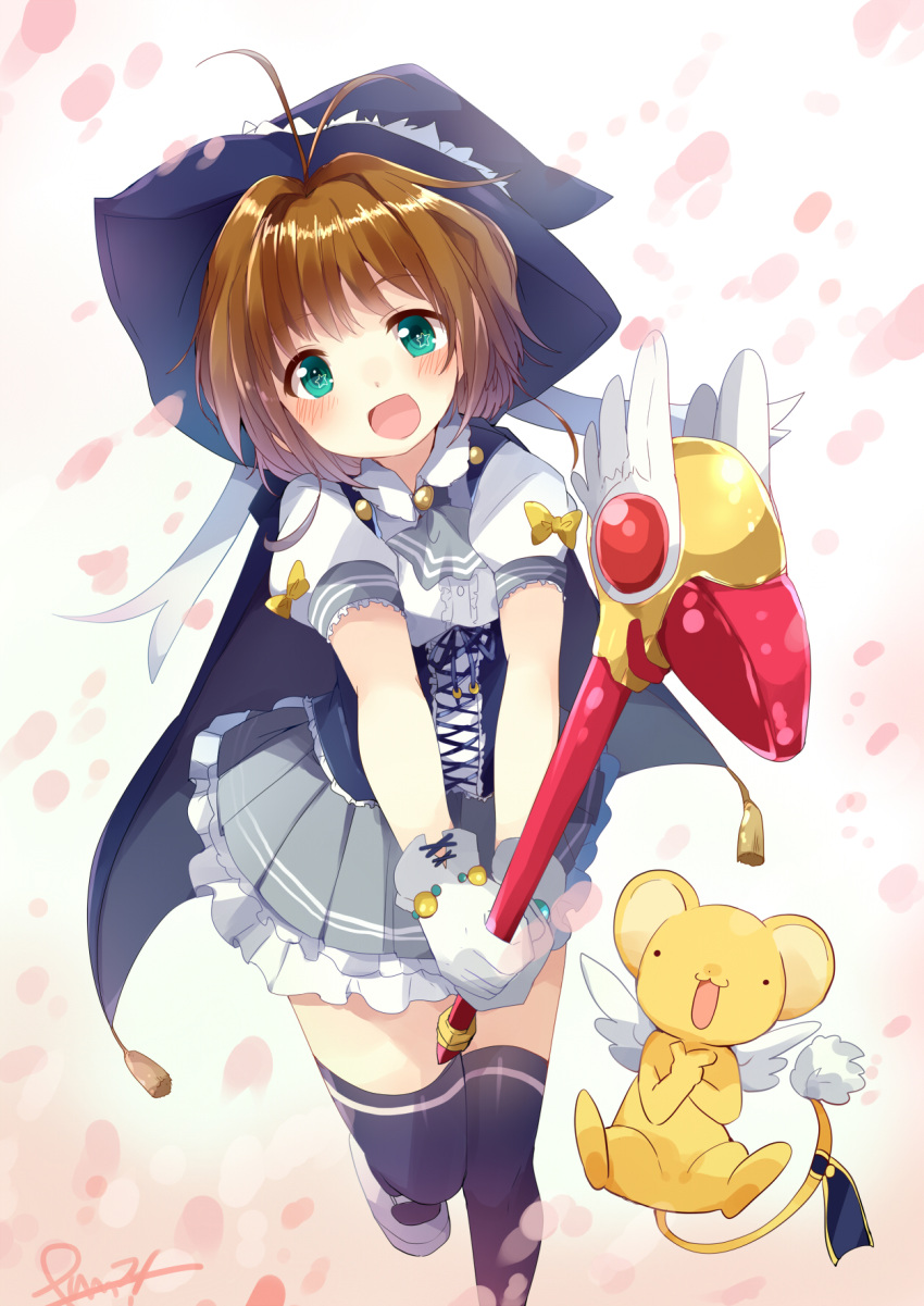 card_captor_sakura dress kerberos kinomoto_sakura pun2 thighhighs wings