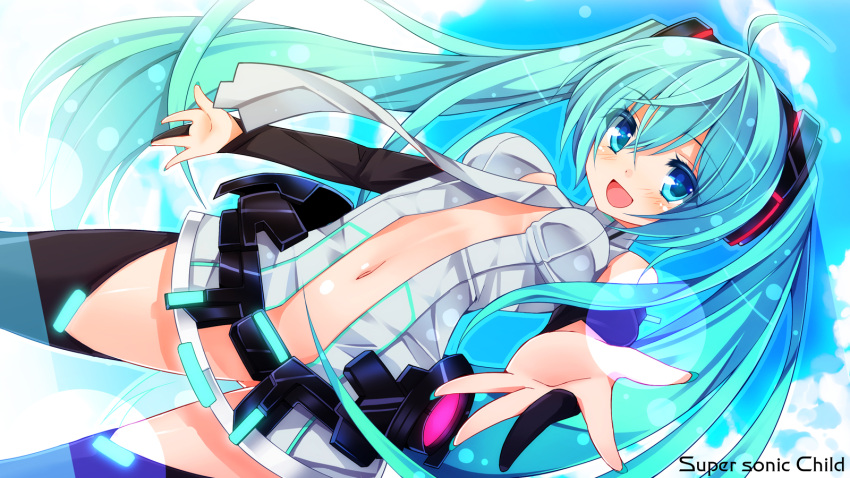 chiri_(atlanta) hatsune_miku open_shirt thighhighs vocaloid