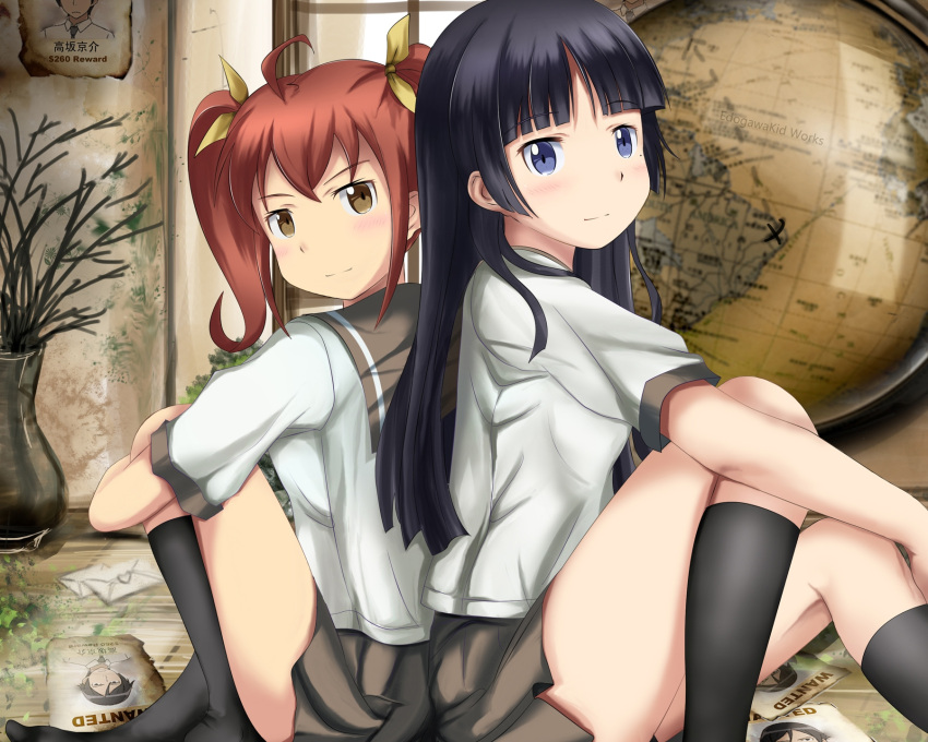 2girls edogawakid gokou_ruri kurusu_kanako ore_no_imouto_ga_konna_ni_kawaii_wake_ga_nai seifuku twintails watermark