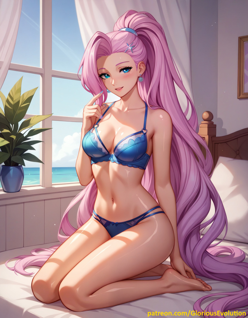 1girls ai_generated gloriousevolution34 k/da_all_out_series league_of_legends league_of_legends:_wild_rift lingerie long_hair medium_breasts pink_hair riot_games seductive seraphine_(league_of_legends) seraphine_rising_star solo solo_female solo_focus video_games