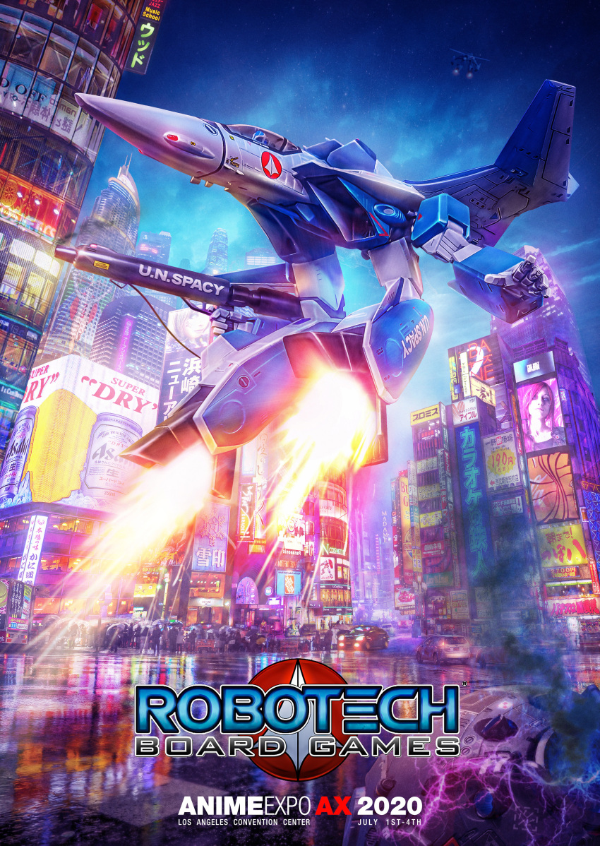 2020 absurdres ad afterburner alien battle building choujikuu_yousai_macross city cityscape commentary crowd damaged dated electricity energy english_commentary english_text flying foxhu9 gerwalk good_end gunpod helmet highres japan lights logo machinery macross maximilian_jenius mecha neon_lights non-humanoid_robot official_art original pilot promotional_art realistic redesign regult robot robotech roundel science_fiction signature smoke thrusters u.n._spacy variable_fighter vf-1 vf-1a victory walker_(robot) when_you_see_it wreckage zentradi