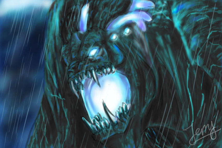 absurdres bad_id bad_pixiv_id highres kaijuu leatherback no_humans pacific_rim photoshop_(medium) rain xaio_b