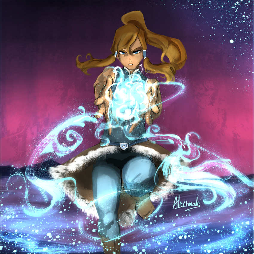 alertmode avatar:_the_last_airbender brown_hair dark_skin female korra looking_at_viewer snow solo the_legend_of_korra