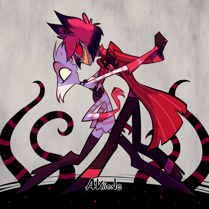 1:1 2019 akiione alastor_(hazbin_hotel) angel_dust animal_humanoid anthro arachnid arthropod biped clothed clothing dancing deer deer_humanoid duo eye_contact eyelashes feet femboy fur gloves grin hair hand_holding handwear hazbin_hotel humanoid humanoid_on_anthro looking_at_another male male/male mammal mammal_humanoid multi_arm multi_limb red_hair sharp_teeth smile spider teeth tentacle white_body white_fur