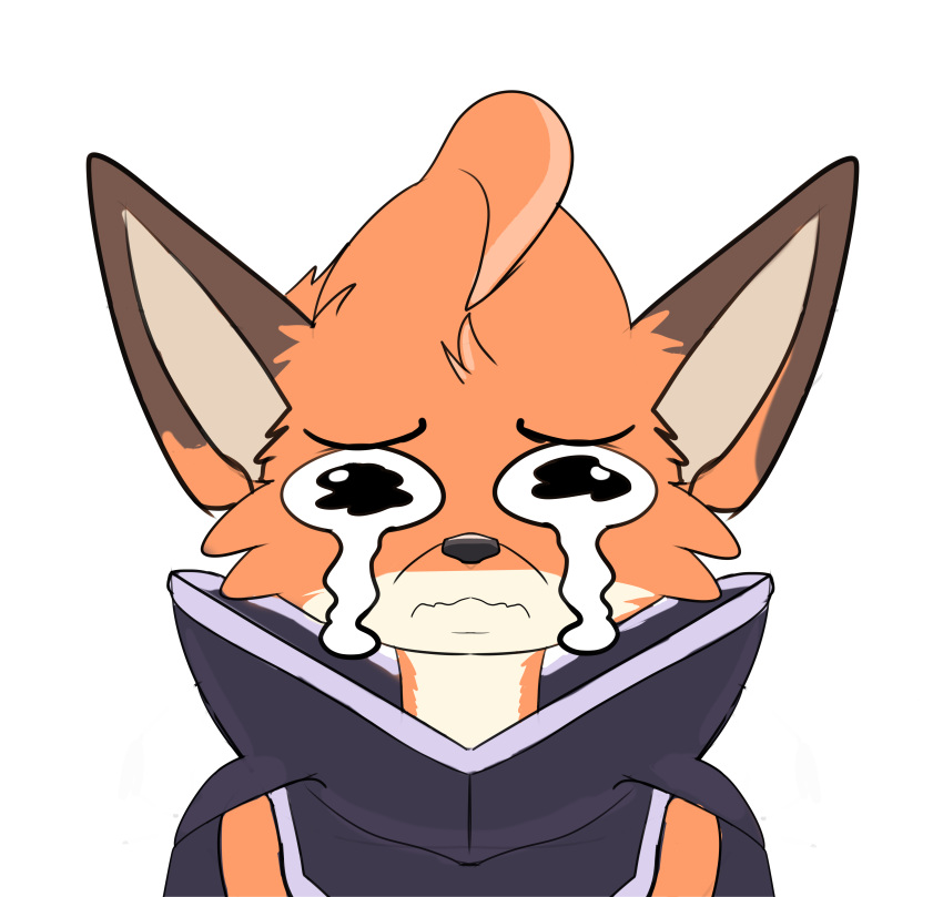 absurd_res alpha_channel anthro bodily_fluids brown_body canid canine clothed clothing crying digital_media_(artwork) dungeons_of_aether eyebrows female fleet_(dungeons_of_aether) fox fur hair hi_res looking_at_viewer mammal orange_body orange_fur pickleticklr purple_clothing rivals_of_aether sad simple_background solo tears transparent_background