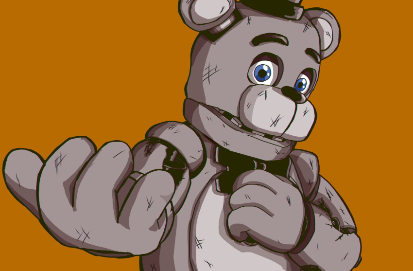 2018 animatronic anthro bear brown_background five_nights_at_freddy's five_nights_at_freddy's_2 hi_res machine male mammal poruteno31 robot scottgames simple_background solo withered_freddy_(fnaf)