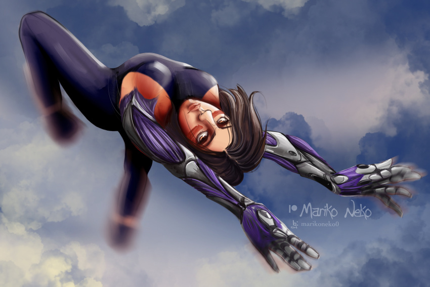 1girls 2022 alita alternate_version_available battle_angel_alita black_hair bodysuit breasts cyborg female female_only fully_clothed light-skinned_female light_skin marikoneko marikoneko0 short_hair solo