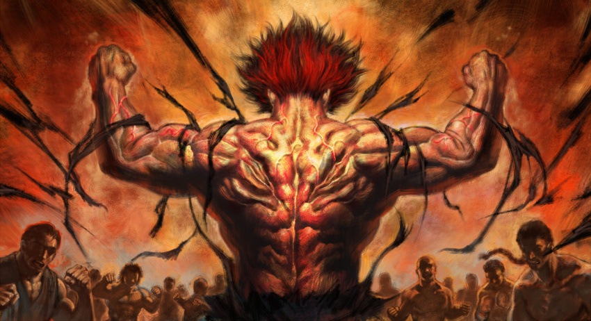 baki_the_grappler before_death clothed clothing demon fist hair hi_res human male mammal muscular muscular_male not_furry red_hair the_king yujiro_hanma