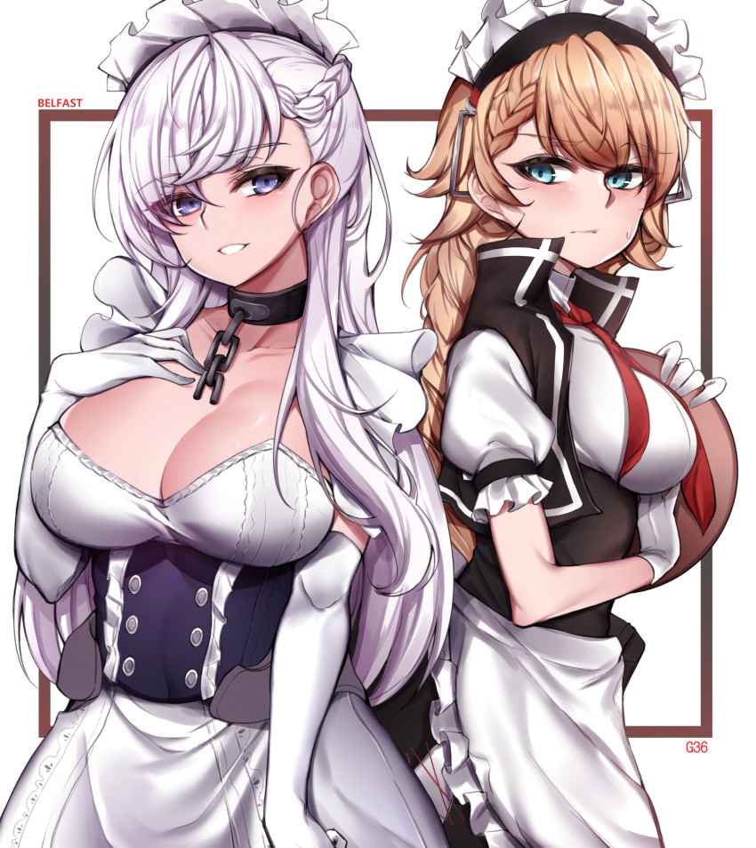 azur_lane belfast_(azur_lane) chickenvomit cleavage crossover g36_(girls_frontline) girls_frontline maid