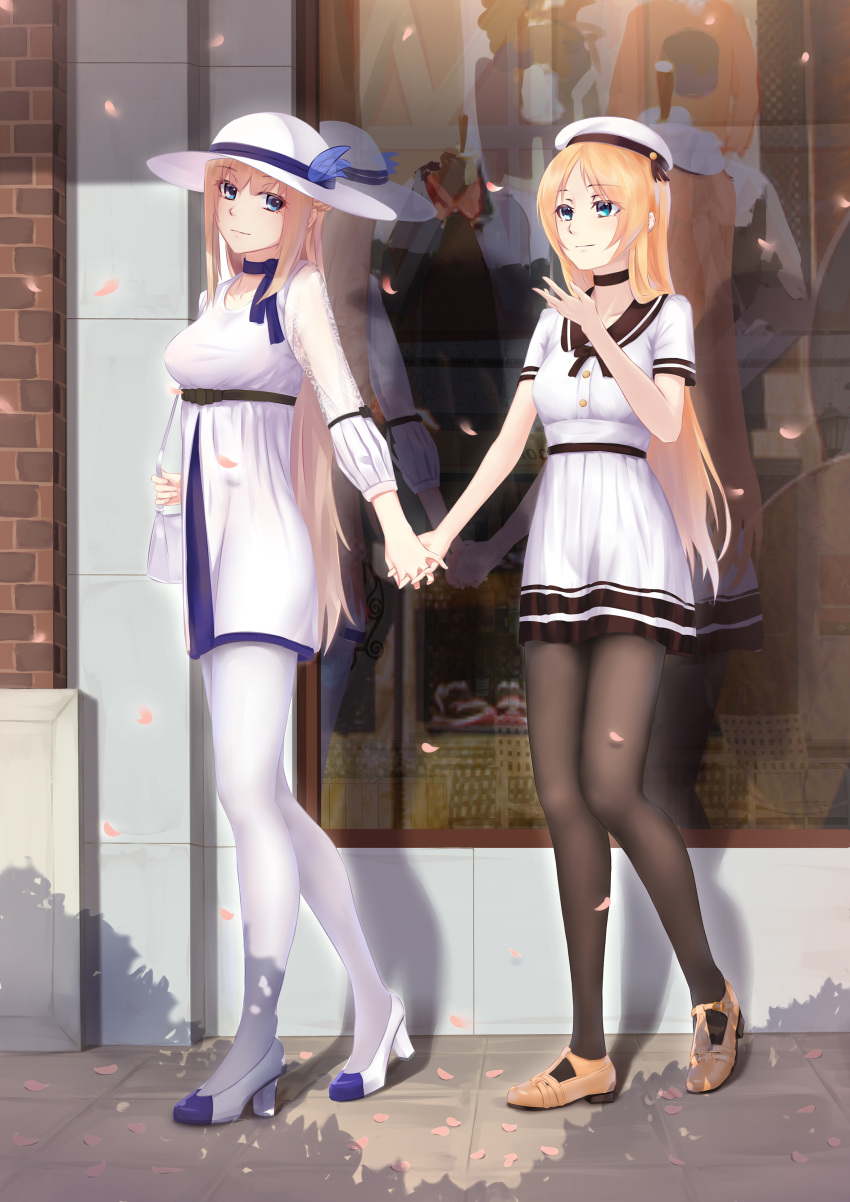 dress heels ian_wang lexington_(zhanjianshaonv) pantyhose saratoga_(zhanjianshaonv) see_through yuri zhanjianshaonv