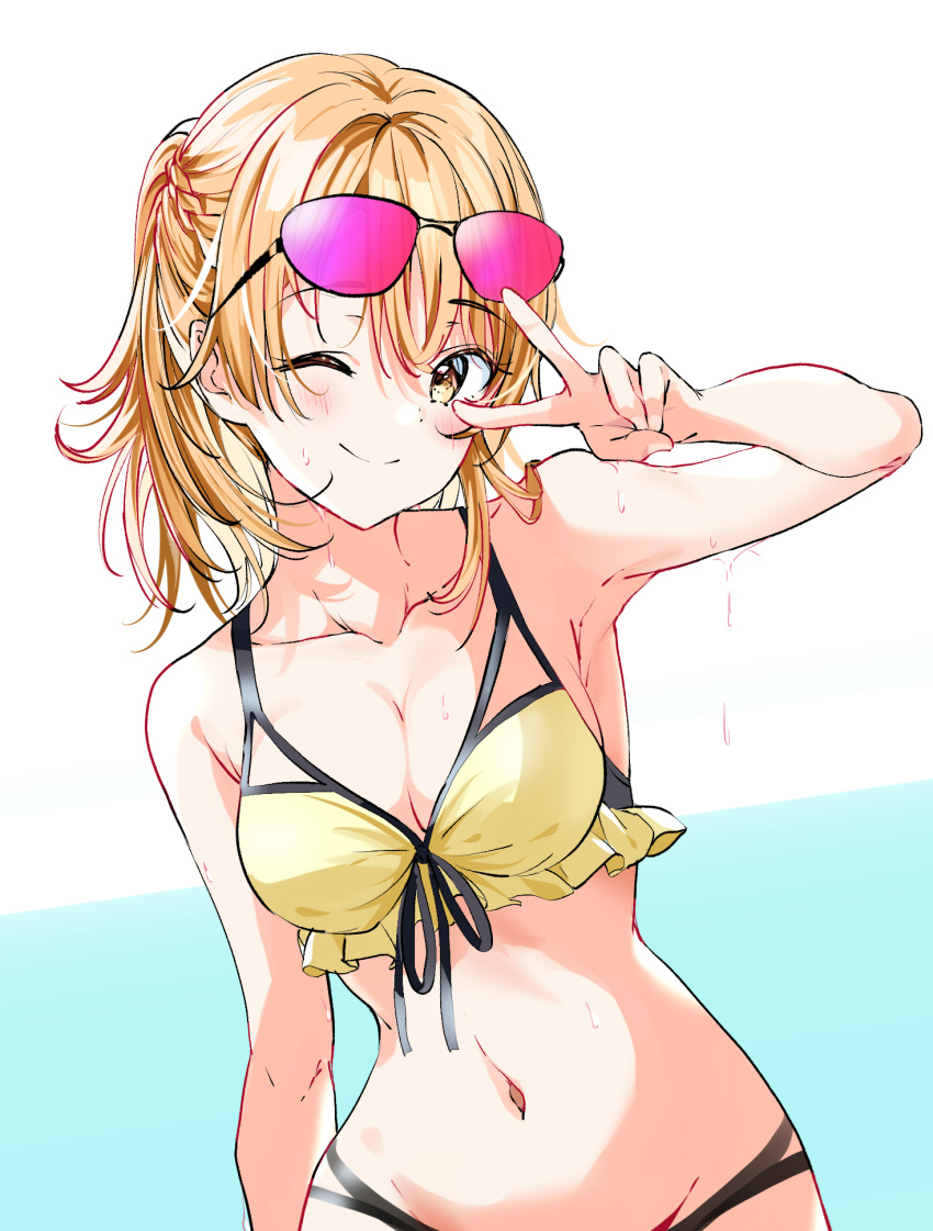 bikini cleavage isshiki_iroha nonbiri swimsuits wet yahari_ore_no_seishun_lovecome_wa_machigatteiru.