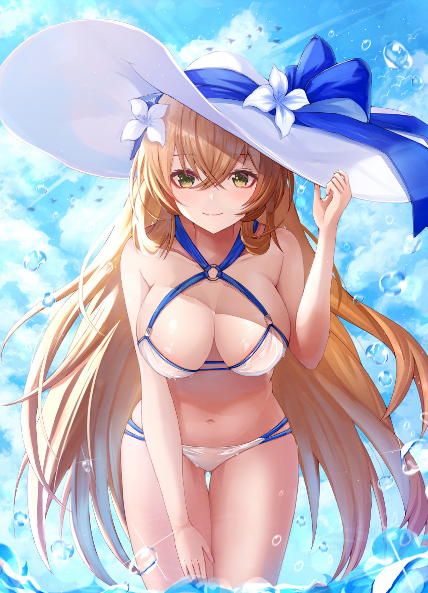 bikini cleavage girls_frontline necoring862 see_through springfield_(girls_frontline) swimsuits wet