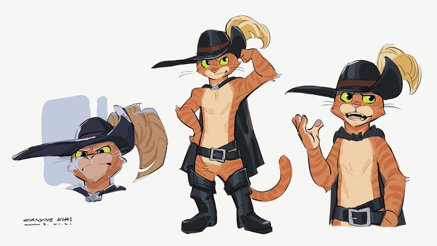 16:9 anthro canyne_khai clothing domestic_cat dreamworks featureless_crotch felid feline felis hat headgear headwear male mammal puss_in_boots_(character) puss_in_boots_(dreamworks) solo widescreen