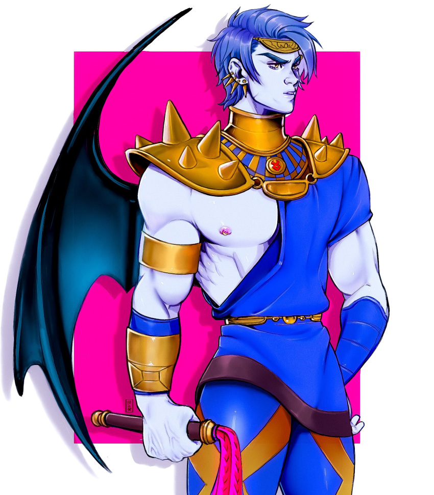 bat_wings bolloxxxz clothed genderbend genderswap genderswap_(ftm) hades_(game) male male_only megaera_(hades) muscles muscular muscular_male nipple_peek rule_63 whip wings