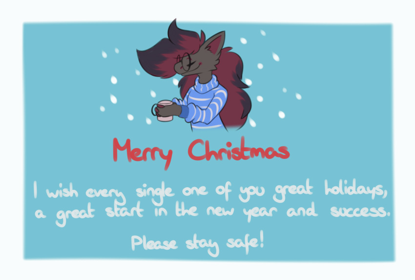 animated checker christmas christmas_clothing claws clothed clothing container cup digital_media_(artwork) fan_character fur generation_5_pokemon hair hi_res holidays lechecker male nintendo pokemon pokemon_(species) short_playtime simple_background smile solo zoroark