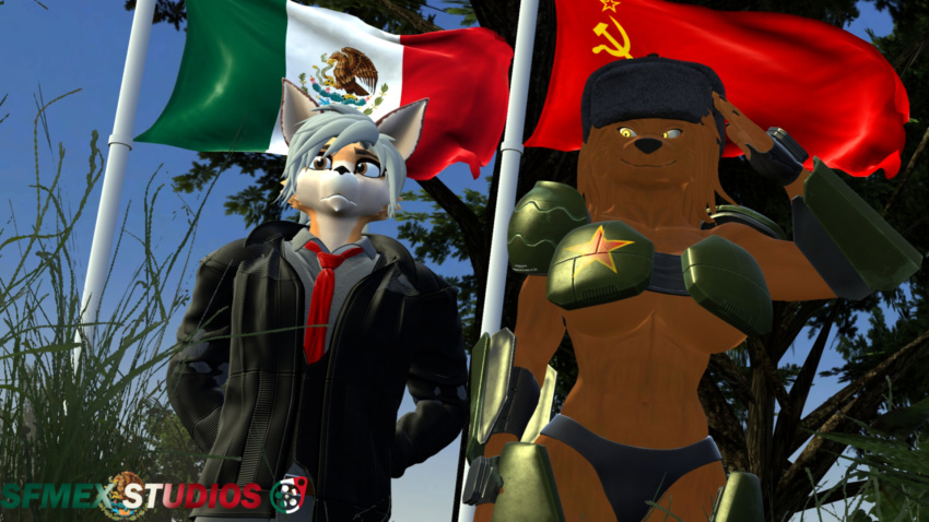 3d_(artwork) anthro bear canid canine canis dasha dasha_(petruz) digital_media_(artwork) duo female hi_res male male/female mammal mexico petruz russian sfm_sourcefilmmaker sfmex_studios sfmposter sfmsourcefilmmaker source_filmmaker_(artwork) soviet_union urss wolf