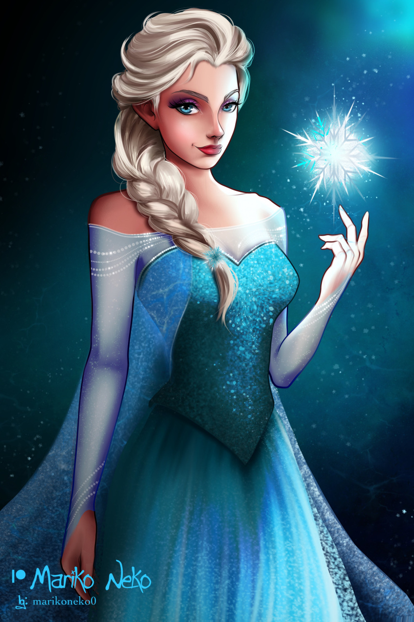 cape clothed disney elsa_(frozen) female_focus female_only frozen_(film) long_sleeves marikoneko marikoneko0 silver_hair white_hair