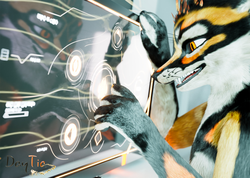 3d_(artwork) c4d daytia digital_media_(artwork) electronics fur hair hi_res hud invalid_tag male posed rexouium television vrchat