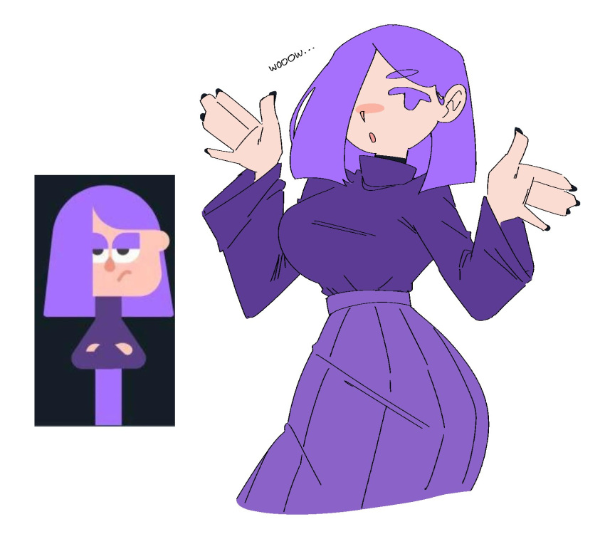 big_breasts breasts duolingo emo emo_girl female lily_(duolingo) psilocybun purple_hair tagme