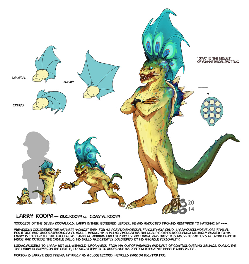 anthro english_text extra-vertebrae hi_res koopa koopaling larry_koopa male mario mario_bros model_sheet nintendo nude scalie shell solo text tusks wide_crotch