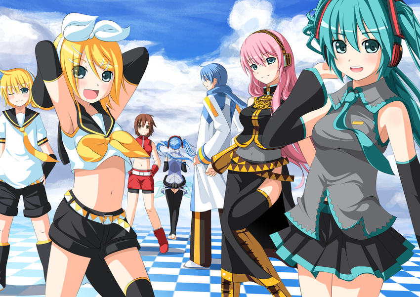 hatsune_miku kagamine_len kagamine_rin kaito megurine_luka meiko miku_append vocaloid yakitori-oni