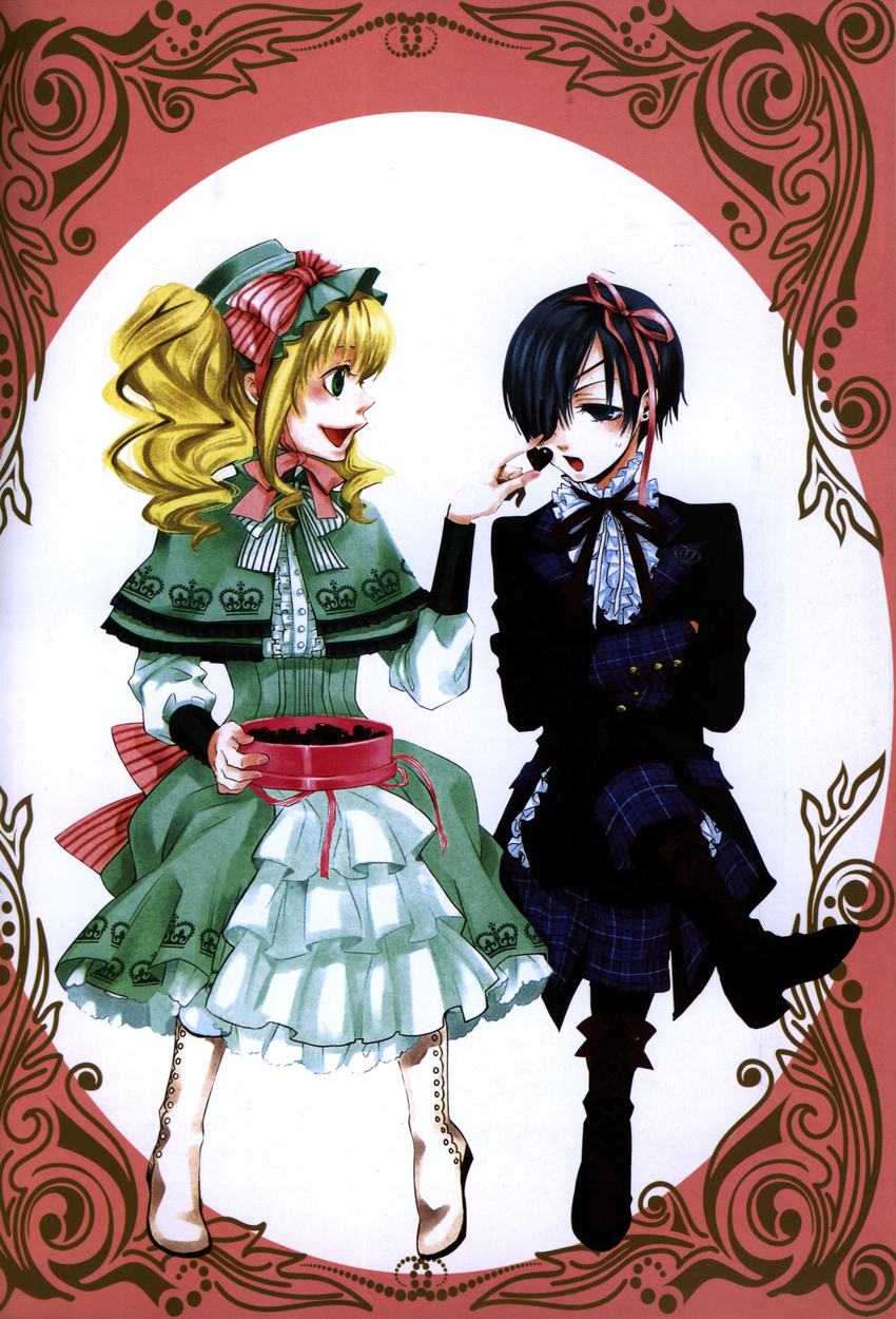 binding_discoloration ciel_phantomhive dress elizabeth_middleford kuroshitsuji toboso_yana