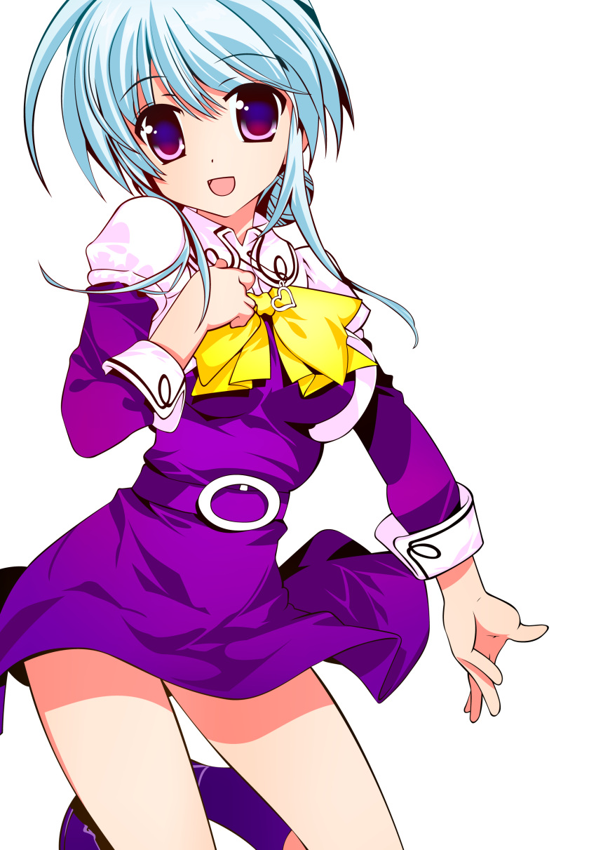 absurdres aqua_hair commentary_request ejoty female hair_bun highres jewelry pendant pink_eyes r-15_(series) ribbon school_uniform single_hair_bun solo sonokoe_utae transparent_background