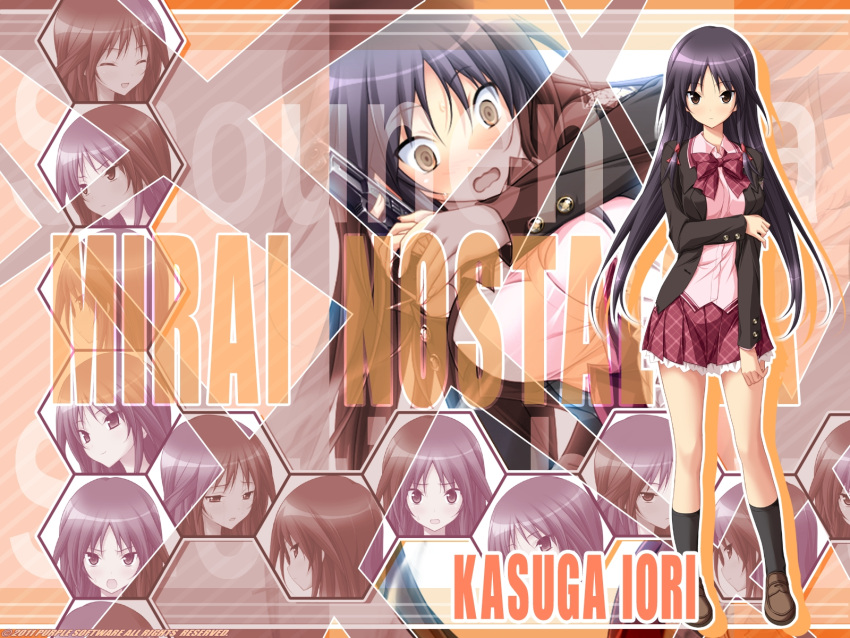 black_hair kasuga_iori long_hair mirai_nostalgia purple_software seifuku