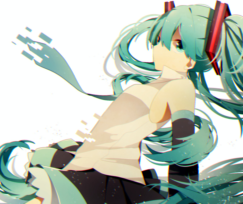 aqua_eyes aqua_hair commentary_request female hatsune_miku highres komadori_ui long_hair necktie solo twintails vocaloid