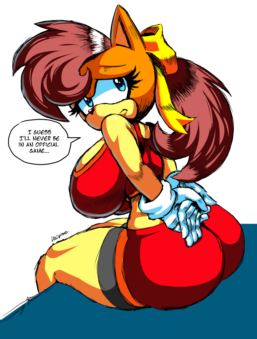 absurd_res anthro artofthediscipline ass big_breasts big_butt breasts english_text female hi_res looking_back ribbons sega solo sonic_the_hedgehog_(series) sonic_x-treme text thick_thighs tiara_boobowski