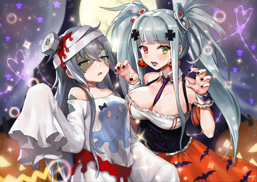 anthro breasts cleavage g11_(girls_frontline) girls_frontline halloween hk416_(girls_frontline) noixen signed