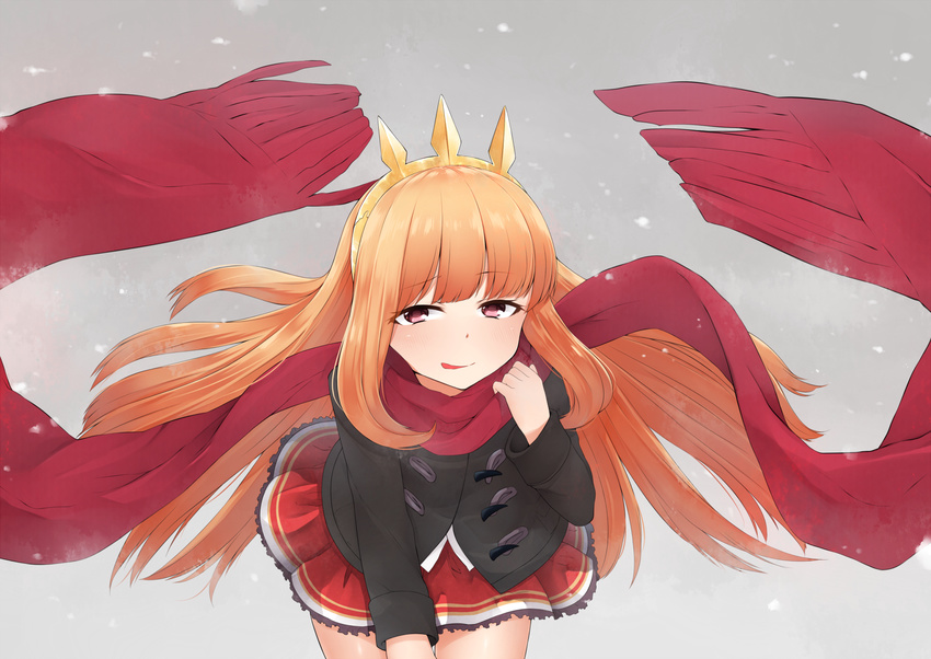 akky_(akimi1127) cagliostro_(granblue_fantasy) granblue_fantasy headband long_hair orange_hair red_eyes scarf skirt